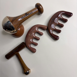 Masajeador facial y corporal portátil Senoras Modelo 003 con mango de madera para reafirmar la piel - Product Image 1