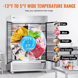 Attrezzatura di Refrigerazione per Cucine Commerciali, Congelatore Verticale in Acciaio Inox da 44,21 Piedi Cubi, 2 Porte, 54,4 Pollici, Congelatore a Pozzetto - Product Image 5