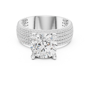 Bague de fiançailles en or massif 14 carats avec diamant de laboratoire taille brillant rond, certifiée IGI, bijou classique pour femme - Product Image 1
