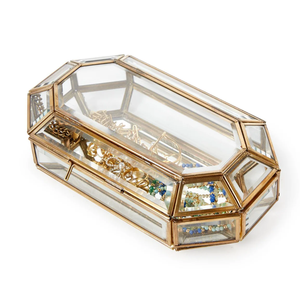 Decorative Jewelry Storage <b>Box</b> Clear Glass Metal Frame Elegant Long Glass Jewelry <b>Box</b> with <b>Strong</b> Metal Structure - Product Image 1