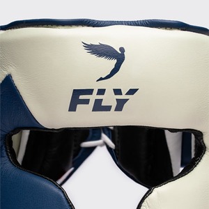 FLY - Protector de Cabeza de Boxeo de Cuero Real, Ajustable, Abierto, Azul y Blanco, para Entrenamiento de Sparring, Muay Thai - Product Image 4