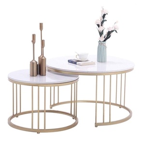 Luxury Metal Nesting <b>Table</b> With Marble Top <b>Set</b> Premium Finish Stylish Interior Living Room Bedroom <b>Side</b> <b>Tables</b> - Product Image 1