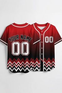 Camiseta de Béisbol Personalizada con Degradado Naranja y Amarillo, Patrón Chevron, Nombre y Número Personalizados, Uniforme de Equipo con Botones, Venta al Por Mayor - Product Image 3