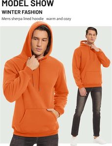 Men's <b>Sherpa</b> <b>Lined</b> <b>Hoodie</b> Heavyweight Fleece Pullover Winter Warm Hoodies Kangaroo Pocket Custom Logo OEM Wholesale - Product Image 4