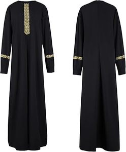 Robe Abaya noire pour femmes, manches longues, coupe ample, kaftan islamique long pour la prière et le quotidien - Product Image 3