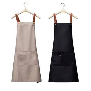 Tablier en coton avec poche avant, lavable en machine, pour une utilisation quotidienne en cuisine, style simple, couleur gris foncé - Product Image 4