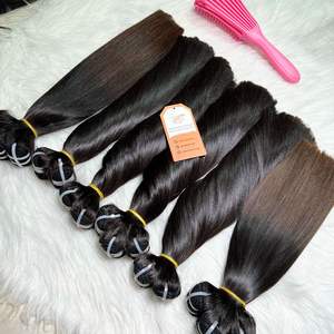 มัดผมคนผมตรงปลายแหลมสีน้ำตาลสำหรับทำผมชาวเวียดนามแบบดิบ - Product Image 1