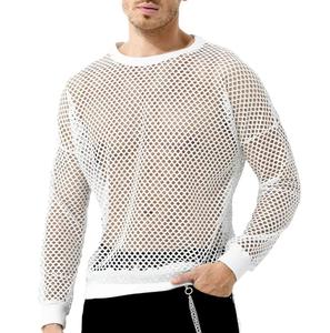 Camisetas de malla 100% algodón de alta calidad OEM al por mayor para hombre, camiseta de verano de malla color rosa con hombros caídos, tallas grandes - Product Image 5