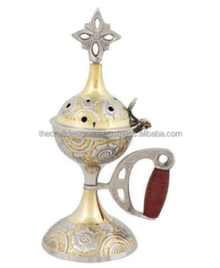 Estrella judía en la parte superior, tema de Color plateado y dorado, diseño grabado, quemador de incienso de latón, difusor de buenos aromas, difusor de latón, incensario - Product Image 2