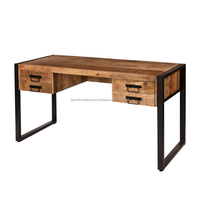 Table console industrielle moderne en bois et fer, bureau, meuble de rangement, design modulaire, taille personnalisable