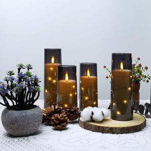 Set di 5 Candele LED Senza Fiamma con Timer, Guscio in Acrilico con Stella Grigia Incorporata, a Batteria, per Atmosfera Romantica e Decorazione Casa - Product Image 2