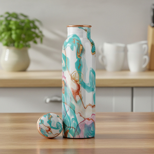 Handmade 750ml Pure Copper Eco-Friendly Water Bottle | BPA-Free Rustproof Healthy Metal <b>Drinkware</b> for Direct Drinking - Product Image 5