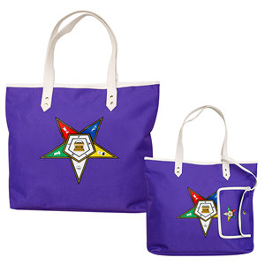 Sac fourre-tout imperméable violet avec broderie étoile orientale maçonnique et fermeture éclair |   Sac de shopping unisexe pour l'extérieur - Product Image 1