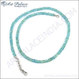 Collier en argent perlé d'aigue-marine Accessoire de mode perlé bleu à la mode - Product Image 3