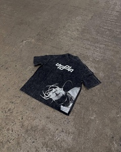 Custom Vintage Acid Wash 280GSM Heavy Cotton T Shirt Screen Printing Gothic Tribal <b>Back</b> Graphic Logo Oversized <b>Drop</b> Shoulder - Product Image 5