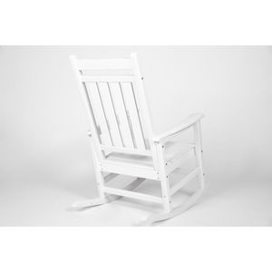 Il Set di mobili da giardino bianchi in legno a 3 pezzi per tutte le stagioni comprende 2 sedie a dondolo e 1 tavolo - Product Image 6