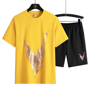 ชุดกีฬาผู้ชายสำหรับวิ่งออกกำลังกายกลางแจ้ง ผ้าตาข่ายระบายอากาศ ชุดเสื้อเจอร์ซีย์และกางเกงขาสั้นสำหรับฝึกซ้อม 2 ชิ้น ขายส่ง - Product Image 5