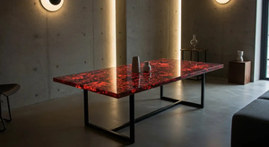 Nouvelle table rectangulaire en résine époxy faite à la main, design moderne, durable, imperméable, écologique, pour salon, bureau, hôtel - Product Image 2
