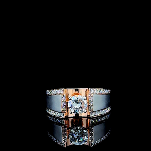 Bague solitaire en or rose 14 carats avec diamant de laboratoire taille ronde de luxe 2 carats pour homme - Product Image 1