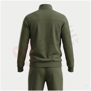 Conjunto Deportivo Verde Oliva para Hombre, Manga Larga, Cuello Alto, Cierre Frontal con Cremallera, Logotipo Geométrico, Transpirable, Corte Regular, Ropa Casual de Otoño - Product Image 2