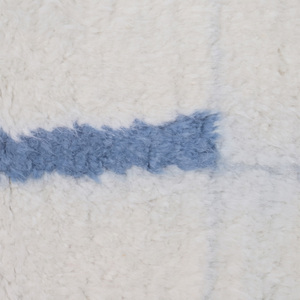 Tapis en laine rayé horizontal bleu poussière ivoire, superposé, moelleux, antidérapant, écologique, pour salon et hôtel moderne - Product Image 4