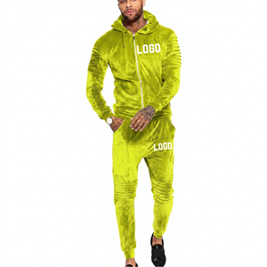 Latest Custom Design Wholesale Winter Sport Running Basketball Hoodie & Pants Suit Windproof Blank <b>Velour</b> Men <b>Tracksuits</b> - Product Image 4