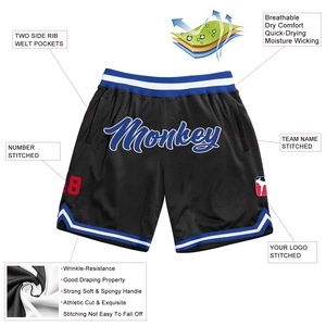 Wholesale Direct OMMIZ INDUSTRY Best Selling Custom Black Royal-Red Authentic Throwback Basketball Shorts - Product Image 2