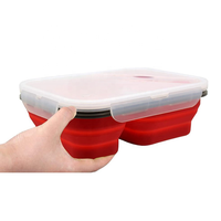 Lonchera Plegable de Silicona con Doble Compartimento, Contenedor de Alimentos de 1-3L, Reduce el Desperdicio y Organiza los Alimentos con Eeser