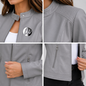 woman leather <b>jacket</b> designed with fashionable details durable finish and lightweight comfort for versatile wardrobe options - Product Image 6