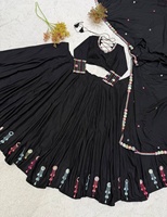 Gaun Lehenga Choli Tradisional Hitam Wanita Desainer Dengan Dupatta Untuk Pakaian Navratri Dari Pemasok India