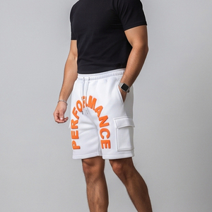 Men Cargo <b>Puff</b> Printing Sweat Shorts High Drawstring Waist 100% Cotton Fleece Shorts Men's Gym Workout Fitness Sweat Shorts Mens - Product Image 5