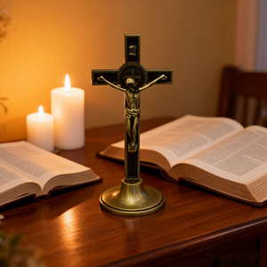 Cruz Católica Religiosa, Crucifijo de Metal Plateado Antiguo, Adornos Artesanales, Decoración para Acción de Gracias - Product Image 4