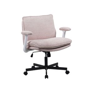 Criss Cross Legged Office Chair with <b>Wheels</b> Upholstered <b>Desk</b> Chair Featuring Flip-Up Arms & Wide Seat for Home Use - Product Image 3