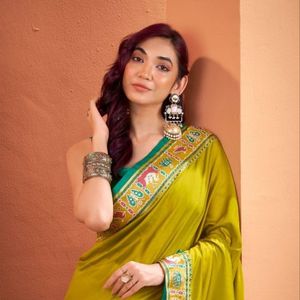 Sari en fausse fourrure Patola, tenue de fête ethnique traditionnelle pour femmes, séchage rapide, toutes saisons, ensemble de 6 pièces, fabricant en gros Aarika - Product Image 3