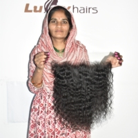 Extensions de cheveux naturels indiens bruts HD 13*6 Frontal ondulé non traité, meilleure qualité, couleur noire, Remy vierge, double trame tissée à la machine