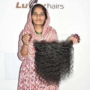 Cheveux humains indiens bruts HD 13*6 Frontal ondulé non traité, produit de la meilleure qualité, couleur noire, extensions vierges alignées sur les cuticules - Product Image 6