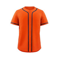 Maillot de baseball orange unisexe à manches courtes, boutonné sur le devant, couleur unie, respirant, en polyester, coupe régulière pour adulte, toutes saisons