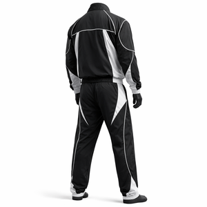 Black White Color Blocked Windproof Track Suit Zipper Closure Elastic Waist Regular Fit All Seasons Outdoor Wear <b>Windbreaker</b> Set - Product Image 5