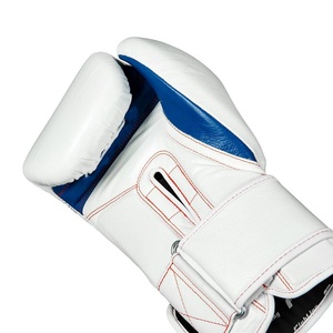 Gants de boxe professionnels en cuir véritable Sanda avec logo personnalisé, fermeture auto-agrippante, sangle de poignet réglable, doublure en tissu parachute coréen - Product Image 5