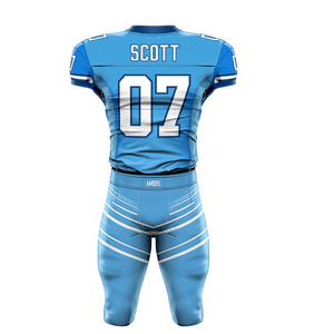 Uniforme de Fútbol Americano Sublimado Azul Cielo, Jersey y Pantalones con Líneas de Movimiento, Ropa Deportiva para Equipos - Product Image 2