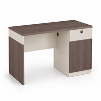 Bureau compact de 1200 mm avec tiroir et armoire de rangement, finition grain de bois marron, table d'ordinateur pour personnel, mobilier de bureau