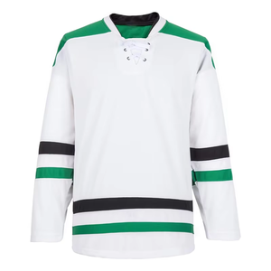 Camiseta de Hockey sobre Hielo Personalizada para Hombre, Blanca, Cuello en V, Rayas, Manga Tres Cuartos, Poliéster que Absorbe la Humedad, Talla Adulto - Product Image 3