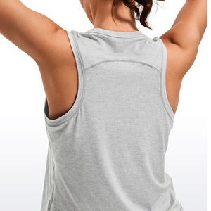 Achetez un débardeur de sport en coton 100% respirant et à séchage rapide, tricoté sur mesure, décontracté, sans manches, col rond, pour le yoga. - Product Image 3