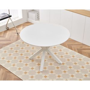 42.1\" White Mid-Century <b>Dining</b> <b>Table</b> with Mdf <b>Top</b> Pedestal Design for 4-6 People for Leisure Coffee or End <b>Table</b> Use - Product Image 1