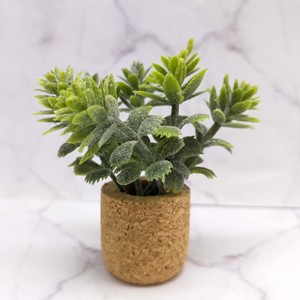 Miniature Dollhouses Accessories Cork Frost Simulated Green Plant <b>Small</b> Potted <b>Ornament</b> for Home Decor for age 14+ - Product Image 2