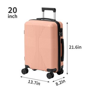 Set Valigie Trolley 5 in 1 di Lusso Vintage in PP, Leggere e alla Moda, Misure 12, 16, 20, 24, 28 Pollici, Colore Rosa, Senza Lucchetto Doganale TSA - Product Image 4