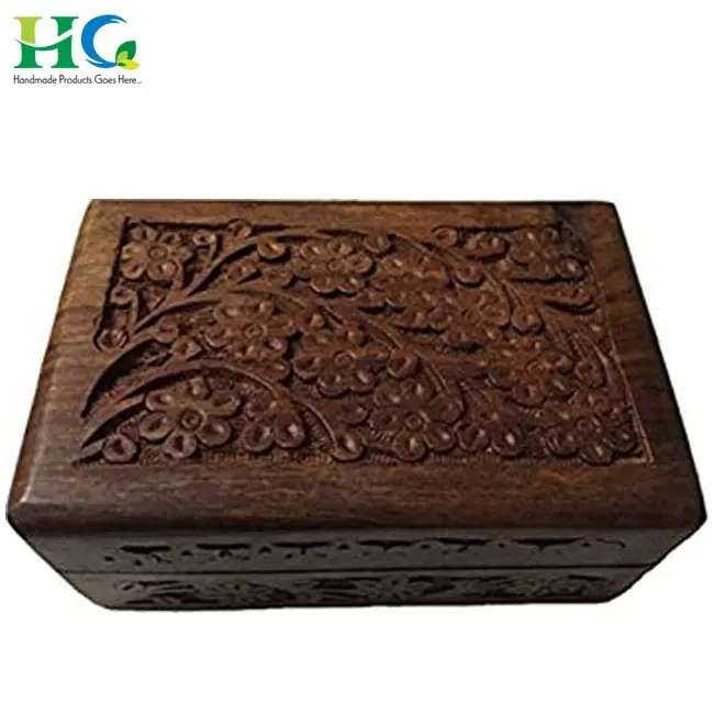 Petite boîte à bijoux en bois sculpté à la main, coffret indien traditionnel pour emballage cadeau, boîte en bois sculpté à la main, 10 pièces