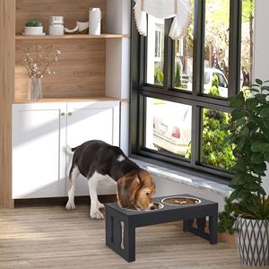 Ciotola Rialzata per Cani in Legno Nero Decorativa Moderna da 23 Pollici, Stazione di Alimentazione Resistente per Animali Domestici - Product Image 2