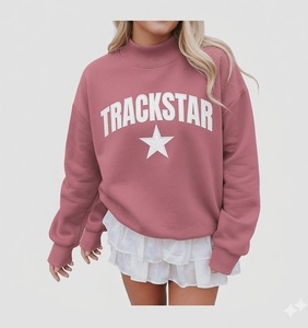 เสื้อสเวตเชิ้ตโอเวอร์ไซส์สีชมพูอมเทาสำหรับผู้หญิง ปักลาย Trackstar ผ้าฟลีซหนานุ่ม - Product Image 5