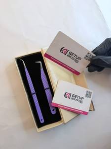 แหนบดัดขนตา GETUP BROSONS IMPEX 90 องศา สีชมพู/ม่วง ปลายทอง  ผิวเรียบ ป้องกันแม่เหล็ก ป้องกันไฟฟ้าสถิตย์ ขนาด 10 มม. ทำจากสแตนเลส - Product Image 2